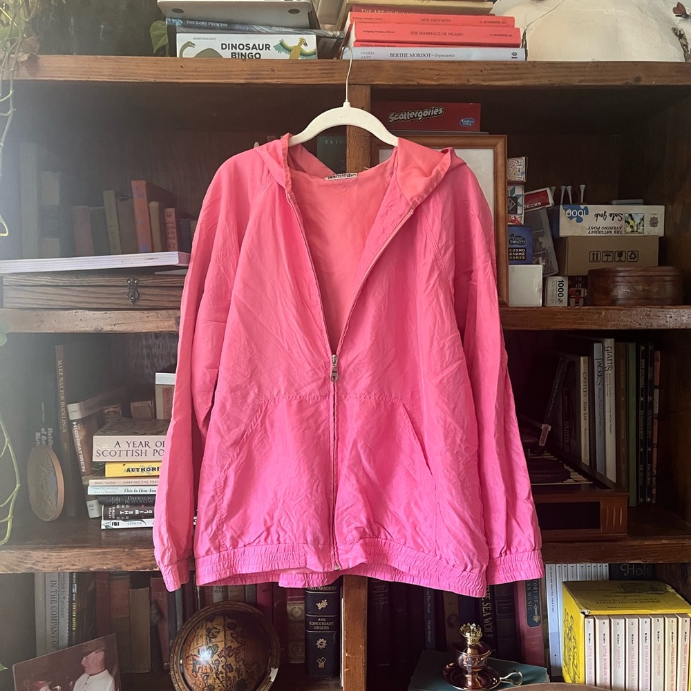 Vintage 80s windbreaker, hot pink